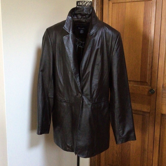 Denim&Co deep chocolate leather Jacket, medium - Picture 2 of 6